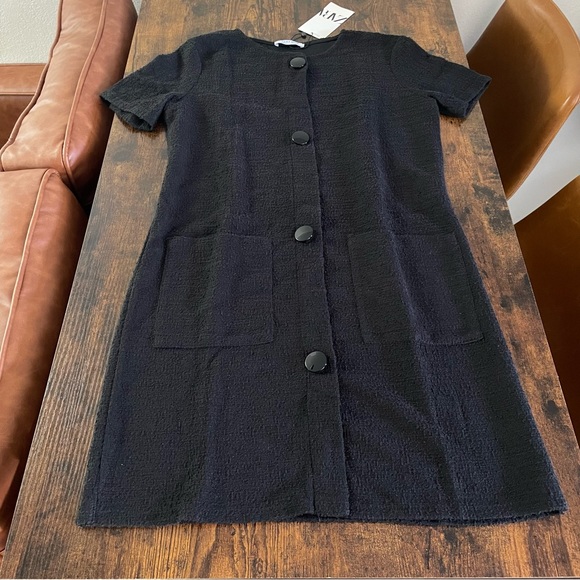 Sold! ZARA Tweed Dress with Buttons - Picture 1 of 12